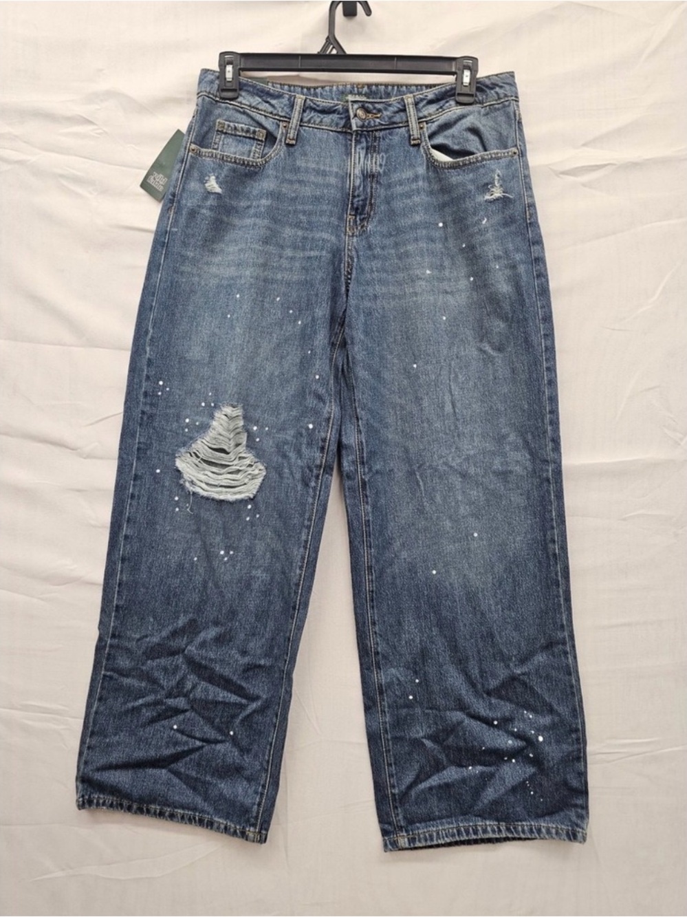 Wild Fable Low-Rise Baggy Jeans Womens 10 Distressed Paint Splatter Rigid 31"